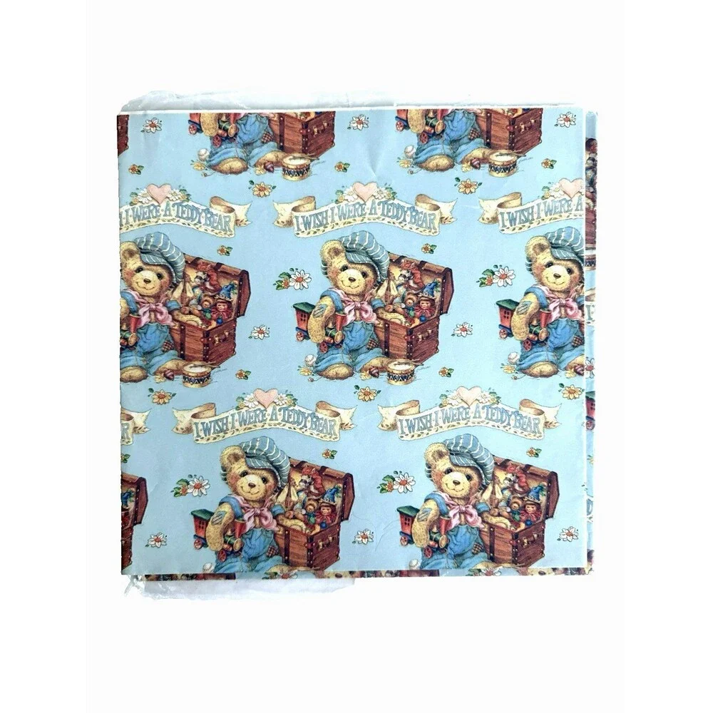 Vintage Artfaire Teddy Bear Toy Chest Gift Wrap Wrapping Paper 3 Sheets